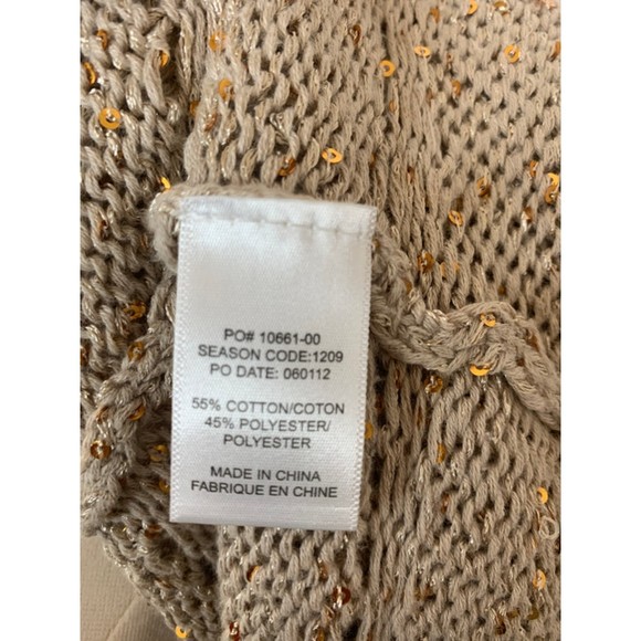 Splendid Size S Gold Sequin Cascading Waterfall Open Cardigan - Picture 9 of 9